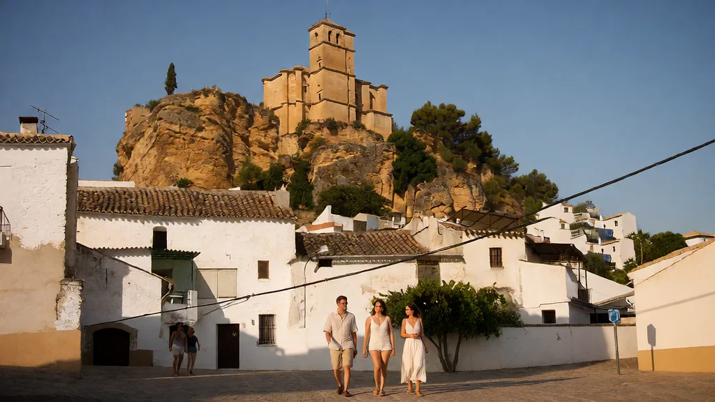 Montefríoの観光名所「Castillo Árabe e Iglesia de la Villa de Montefrío」（Poniente Granadino）：営業時間・料金・写真ギャラリー・アクセス完全ガイド — 夕暮れのゴールデンアワーの景観