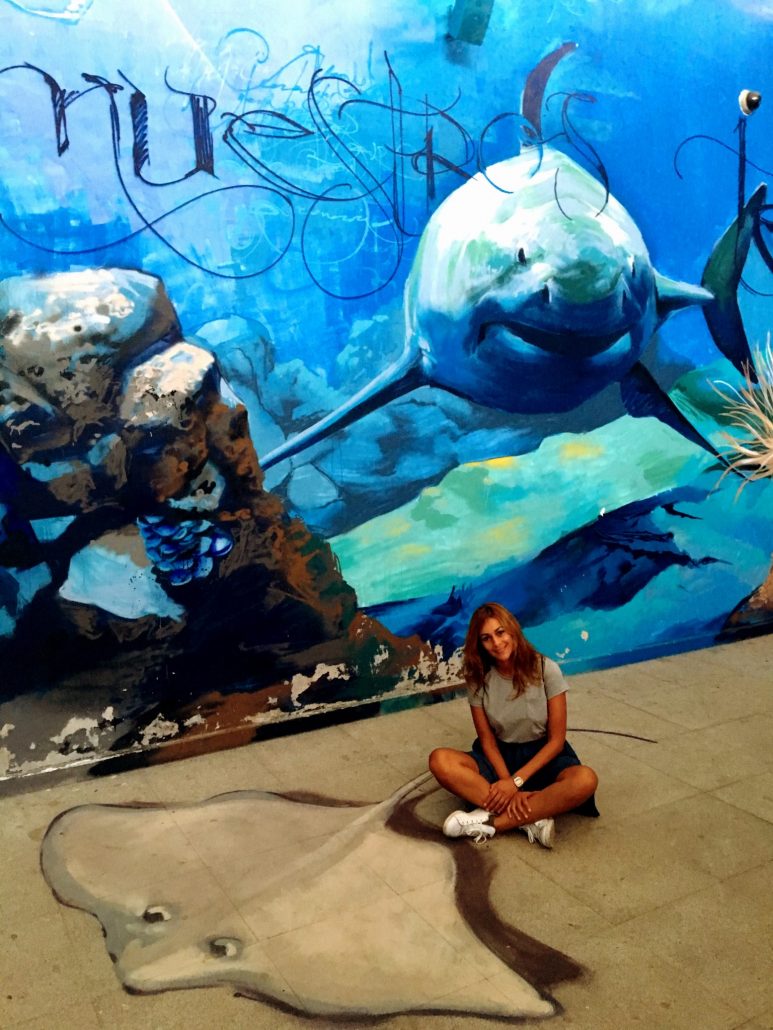 Parte del grafiti marino de unos 200 metros cuadrados pintado por El Niño de las Pinturas