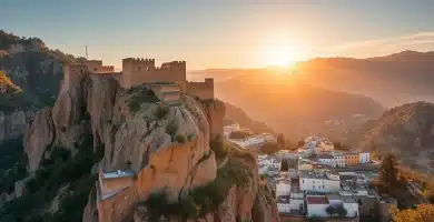 Peza 2 Ruinas del castillo árabe de La Peza encaramadas a una peña caliza dominando el caserío blanco y los bosques de Sierra de Huétor