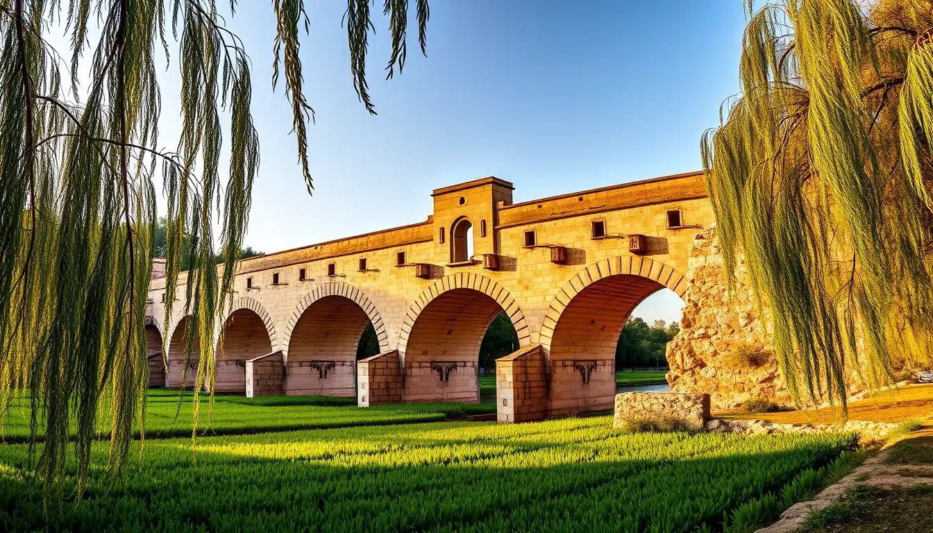 Puente califal de sillería sobre el río Cubillas en Pinos Puente, escenario del histórico regreso de Cristóbal Colón en 1492