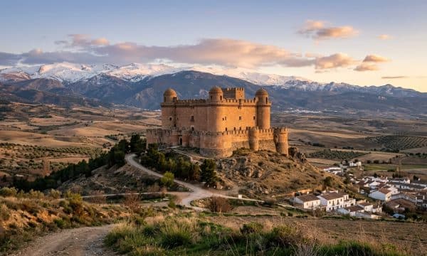 Castillo de La Calahorra en Granada escenario de La Casa del Dragon con Sierra Nevada al fondo