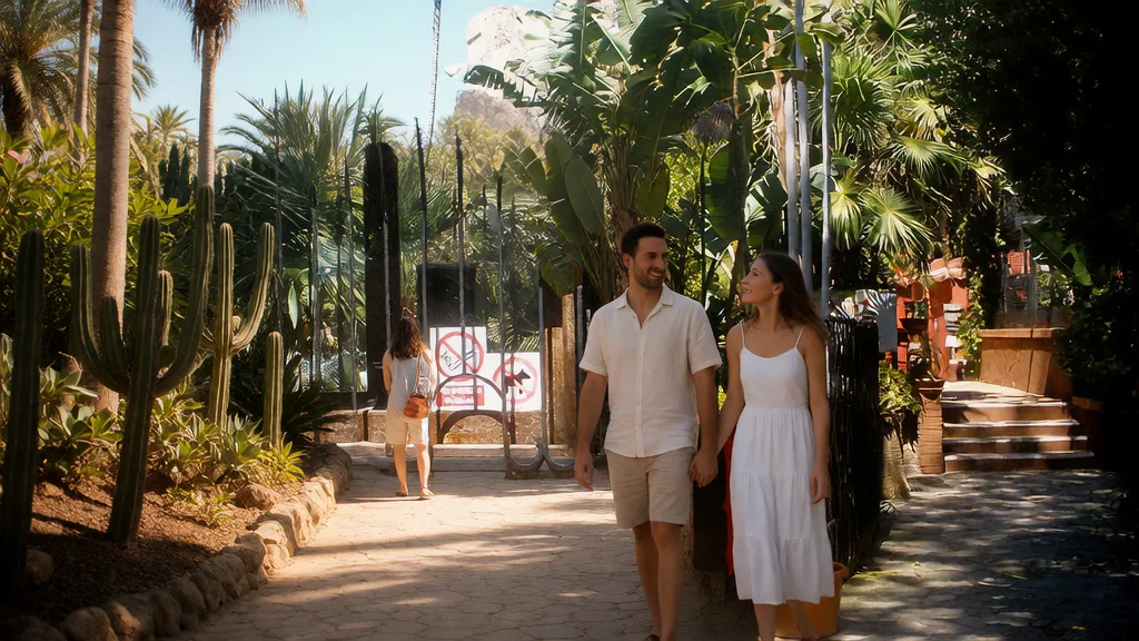 Parque Ornitológico Loro Sexi en Almuñécar: horarios, precios, aves exóticas y jardín de cactus — Perspectiva patrimonial a luz de atardecer