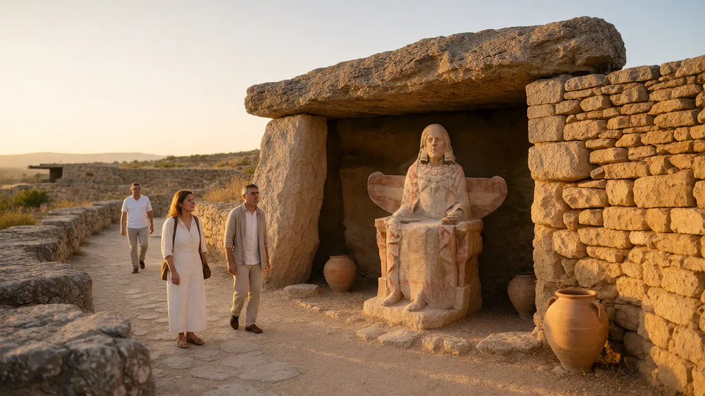 Ciudad Íbero-Romana de Basti (CIYA) y Dama de Baza: necrópolis de Cerro Santuario y Museo Arqueológico — Perspectiva patrimonial a luz de atardecer