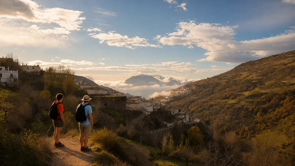 Miradores del Barranco de Poqueira en Capileira: El Perchel, Junta de los Ríos y Hoya del Portillo — Arquitectura histórica y paseo con visitantes