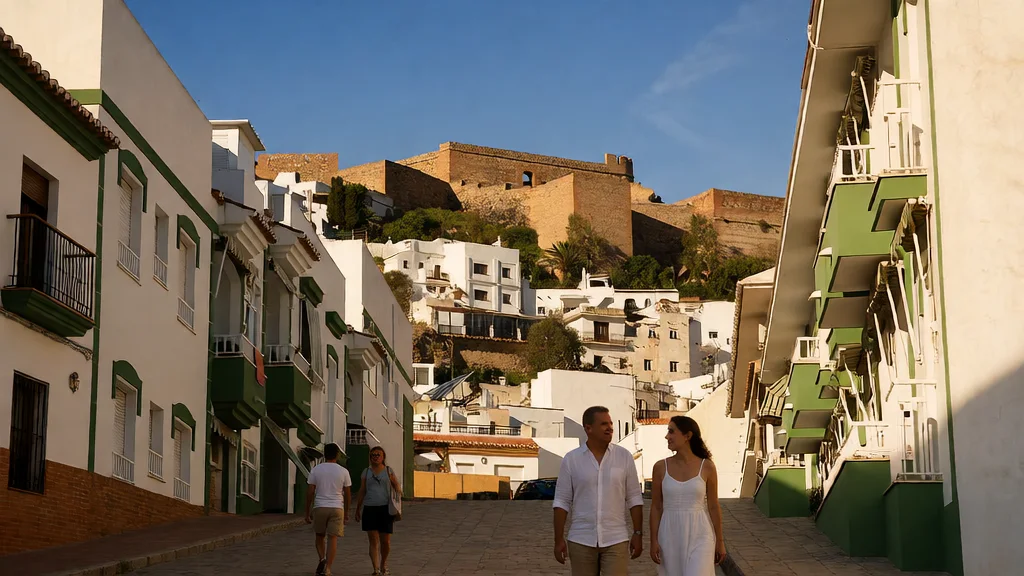 Paseo de las Flores y La Bóveda de Salobreña: el pasadizo medieval y el balcón hacia Sierra Nevada — Perspectiva patrimonial a luz de atardecer