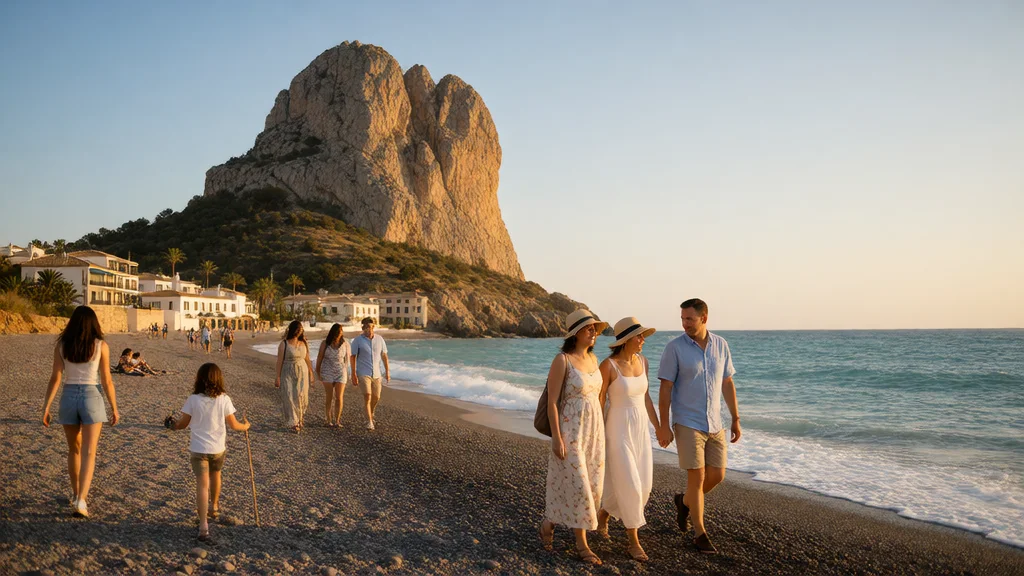 Peñón de Salobreña y Playas de La Charca y La Guardia: mirador marítimo, chiringuitos y snorkel — Perspectiva patrimonial a luz de atardecer