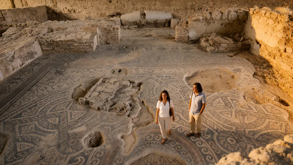 Villa Romana de Salar: mosaicos imperiales de cacerías y Nereidas, la Venus de Salar y cómo reservar visita — Detalle paisajístico y ambiente cultural