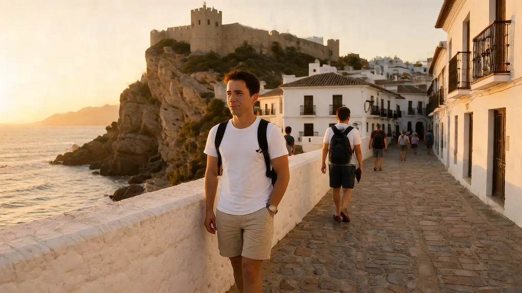Salobreña: castillo, casco histórico, playas y transporte — Arquitectura histórica y paseo con visitantes