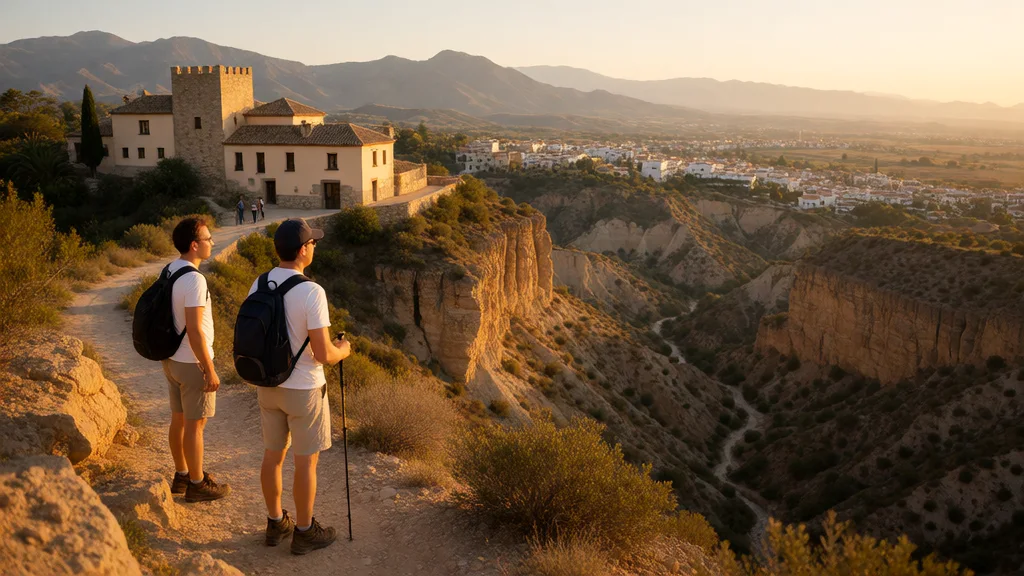 Zújar: Jabalcón, Negratín y balneario para tu visita — Perspectiva patrimonial a luz de atardecer